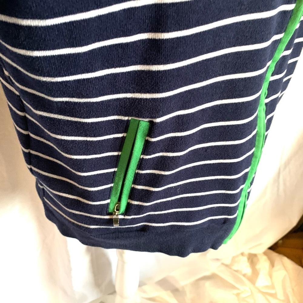 Alia Navy and Green and White Striped‎ Top Thick Warm Fall Jacket - Picture 5 of 7